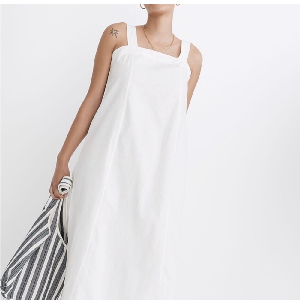 Madewell Linen Cotton Princess-Seamed Midi Dress - Medium